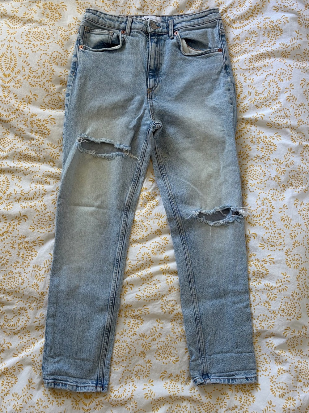 Zara High-Rise Ripped Jeans